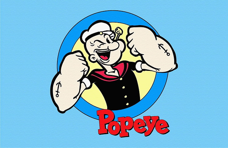 popeye, communication, blue, sign, text, emotion, one person, HD wallpaper