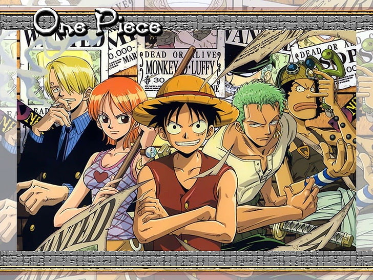 One Piece poster, Monkey D. Luffy, Sanji, Nami, Usopp, Roronoa Zoro, HD wallpaper