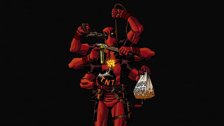 Marvel Deadpool wallpaper, comic art, studio shot, black background