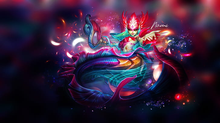 League of Legends, nami (league of legends), PC gaming, fantasy girl