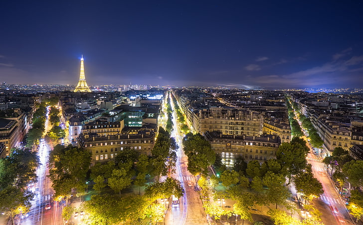 Boulevards of Paris, time-lapse photograph of Paris, Europe, France, HD wallpaper