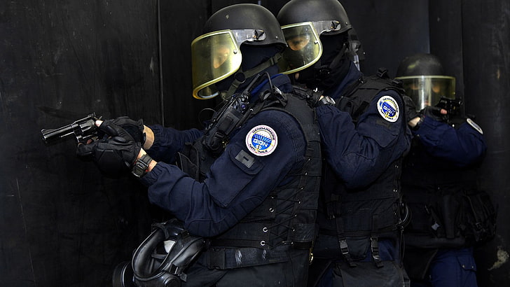 military, GIGN, revolver, law, police force, protection, men, HD wallpaper