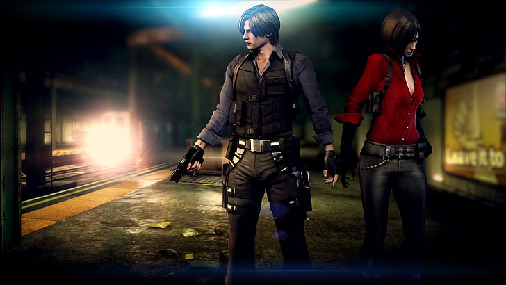 male and female game character illustration, biohazard, Resident evil, HD wallpaper