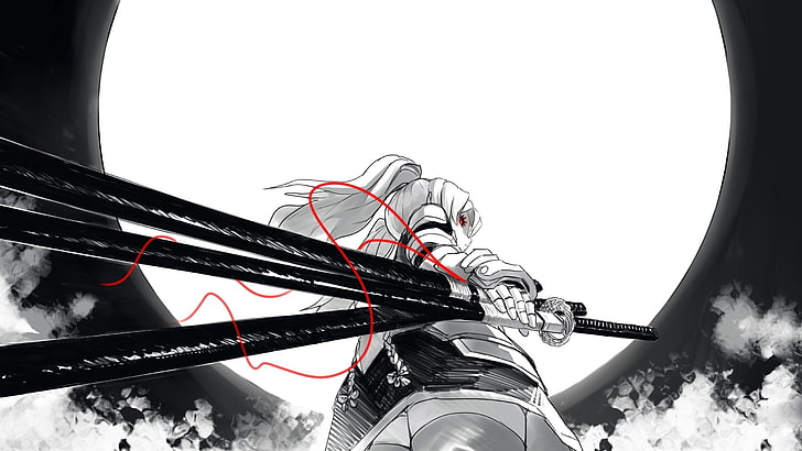 Anime girl cyborg katana and sword Wallpaper 8k HD ID:11290