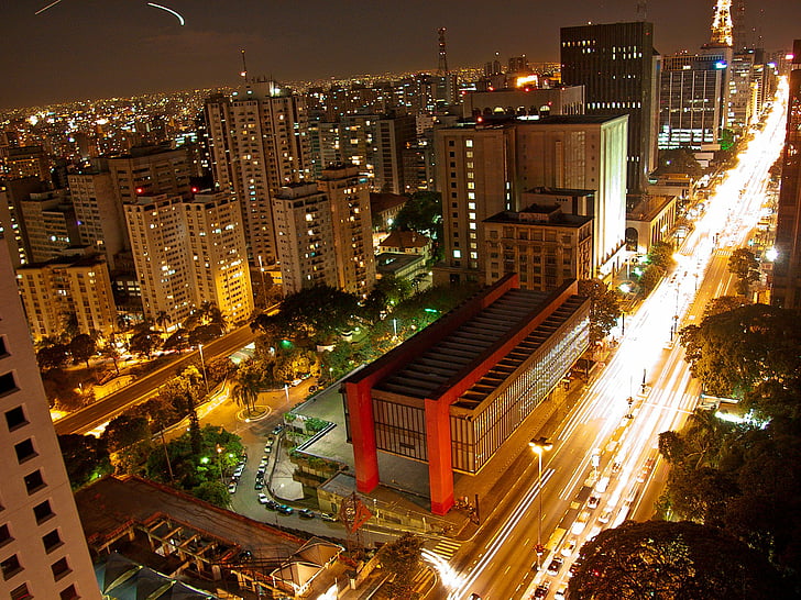 aerial view, art, brazil, building, city, landscape, masp, metropole, HD wallpaper