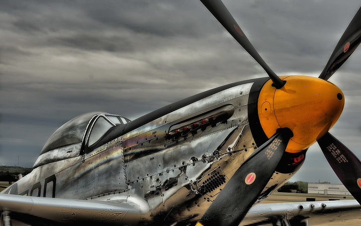 gray and orange plane, aviation, the plane, p51 mustang, air Vehicle, HD wallpaper