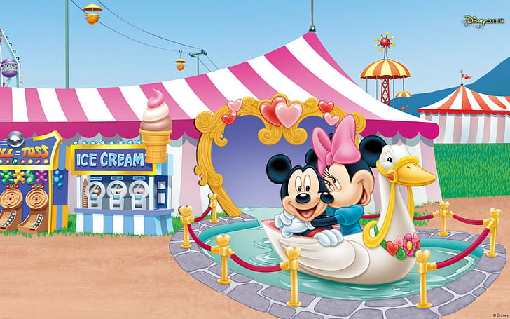 Mickey And Minnie Mouse Romantic Love Walk With Boat Hd Wallpaper 2560×1600
