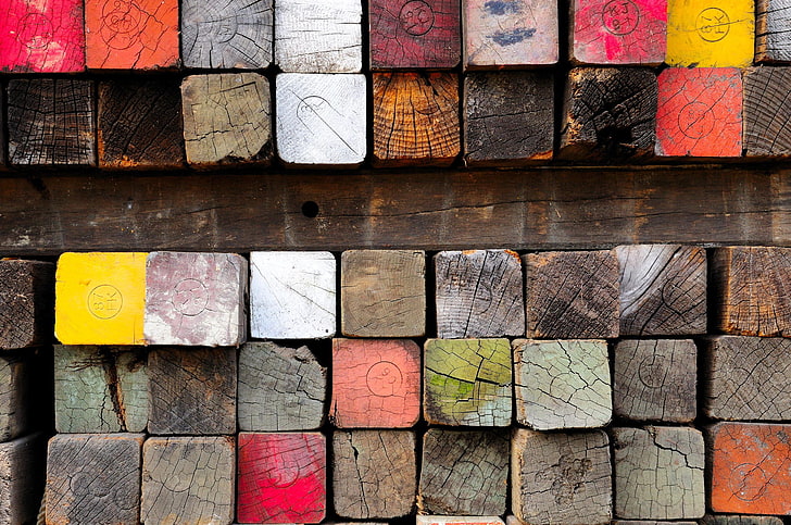 assorted-color wooden bars, lumber, paint, many, wood - Material, HD wallpaper