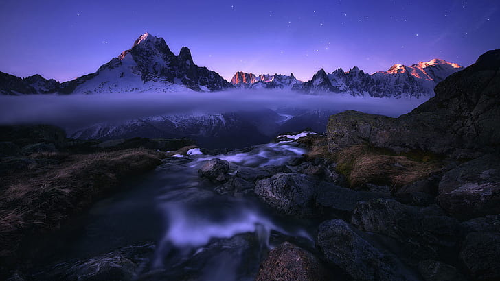 Landscape Harsh Landscapes Mountain River Mountains With Snow Rock Fog Blue Star Desktop Wallpaper Hd 1920×200