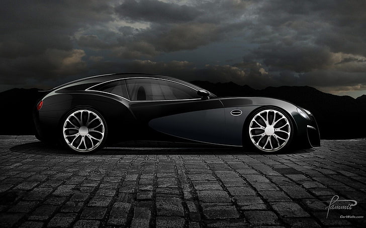 black 5-door hatchback, car, Bugatti, Bugatti Type 12-2 Streamliner, HD wallpaper