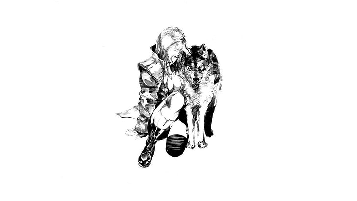 white and black skull print textile, Metal Gear, Sniper Wolf