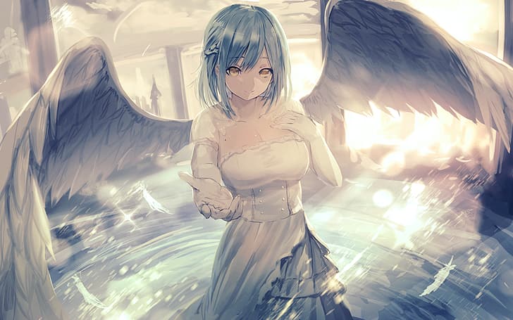anime girls, digital art, Moira (nijisanji(, angel, wings, Misaki Nonaka, HD wallpaper