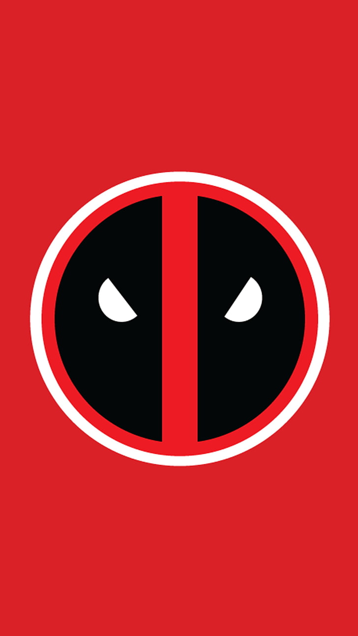 superhero, Deadpool, red, circle, shape, geometric shape, red background, HD wallpaper