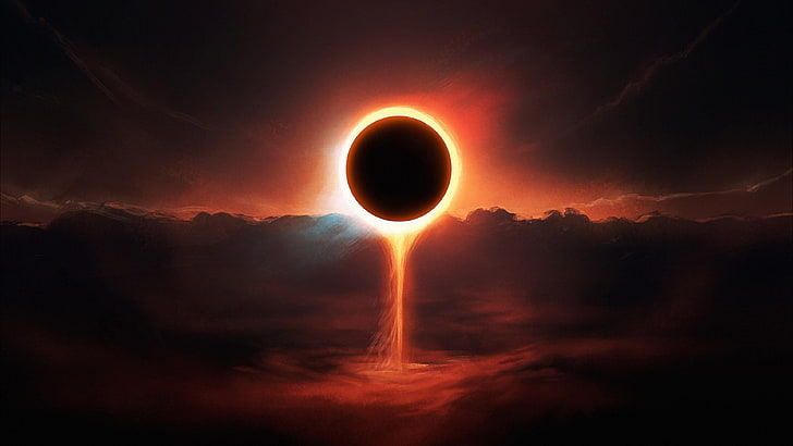 eclipse, artwork, abstract, space, nature, fantasy art, energy, HD wallpaper