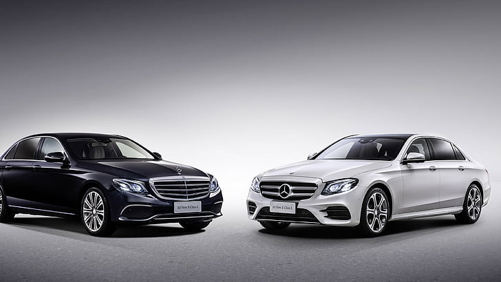 two black and white Mercedes-Benz sedan's, Mercedes-Benz E 320 L Exclusive Line, HD wallpaper