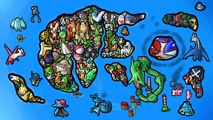 Pokemon wallpaper, Pokémon, vector, illustration, sea, animal