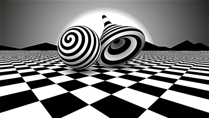 optical illusion, optical art, black, white, pattern, striped, HD wallpaper