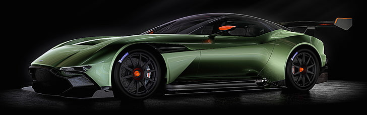 Aston Martin Vulcan, car, vehicle, spotlights, dual monitors, HD wallpaper