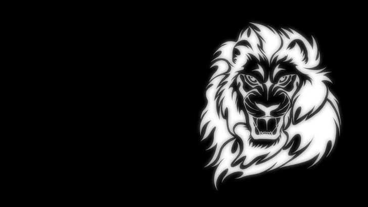 Glowing Lion Art, black, computer, light, white, animals, HD wallpaper