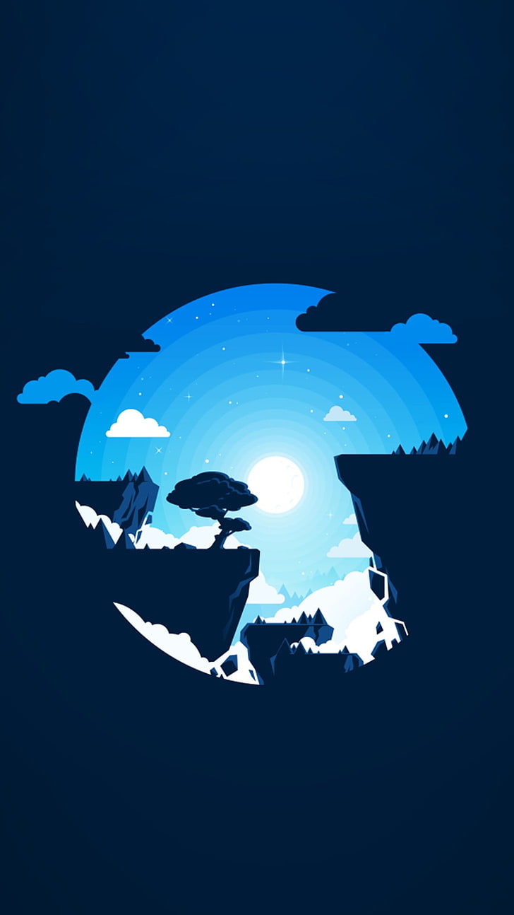 HD wallpaper: blue and white mini planet illustration, material style ...