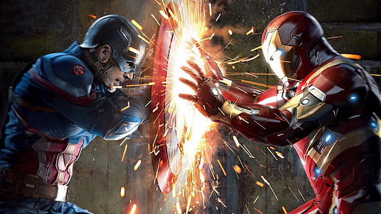 Marvel Iron man and Captain American illustration, Captain America: Civil War HD wallpaper
