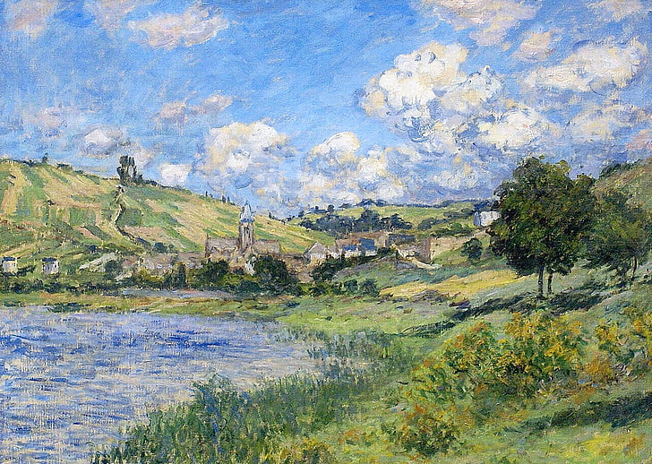 river, picture, Claude Monet, Vétheuil. Landscape, HD wallpaper