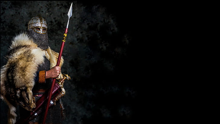 Warrior, Black background, Spear, Wandalska era, Valsgärde 8, HD wallpaper