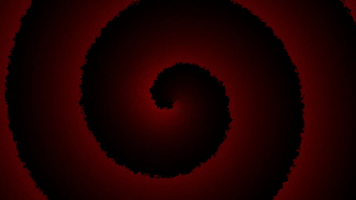 red and black whirlpool illustration, abstract, spiral, digital art