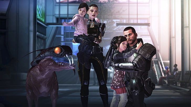 two girl, woman, and man character wallpaper, Mass Effect 3, Jack