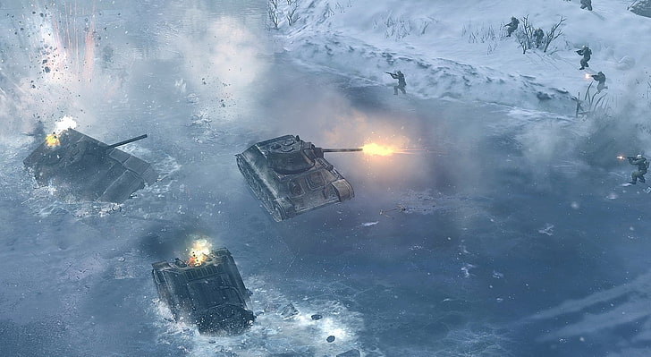 Company Of Heroes 2, several tanks, Games, Other Games, cold temperature, HD wallpaper