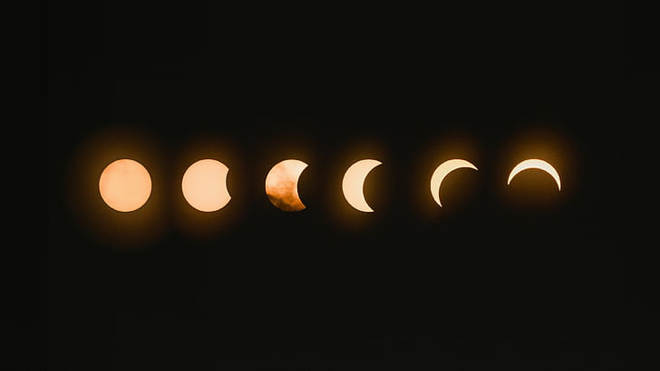 moon, moon phases, darkness, night, luna, lunar phases, celestial event, HD wallpaper