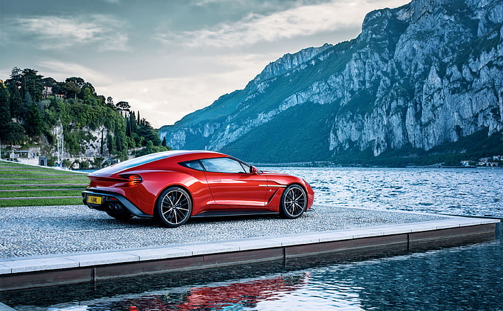 Red Aston Martin Sports Car, red coupe, Cars, Landscape, Modern, HD wallpaper