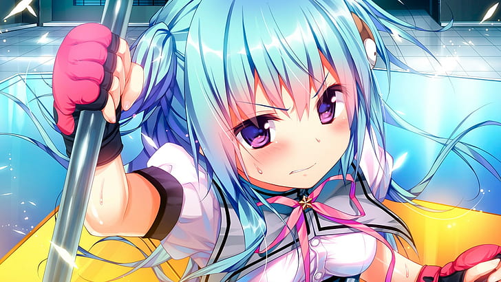 animated girl character, anime, anime girls, multi colored, close-up