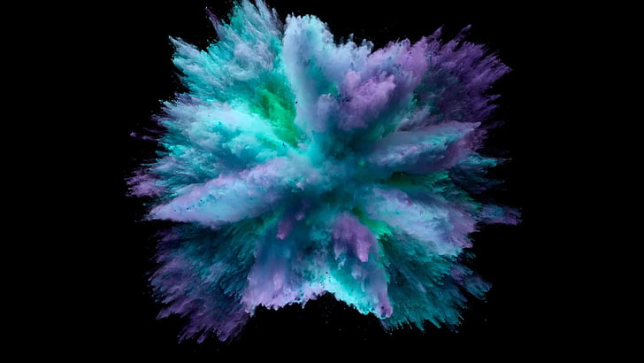 explosion, colorful splash, black background, exploding, studio shot, HD wallpaper