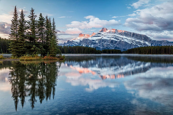 landscape, mountains, Banff National Park, Canada, snowy mountain