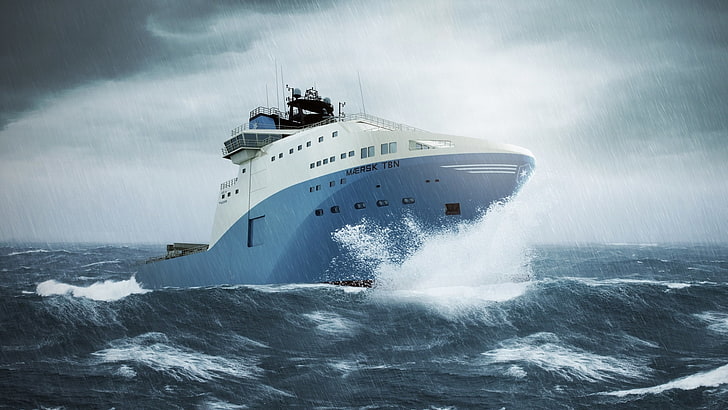 Maersk TBN Offshore Support Vessel, Boat, Ship, water, sea, HD wallpaper