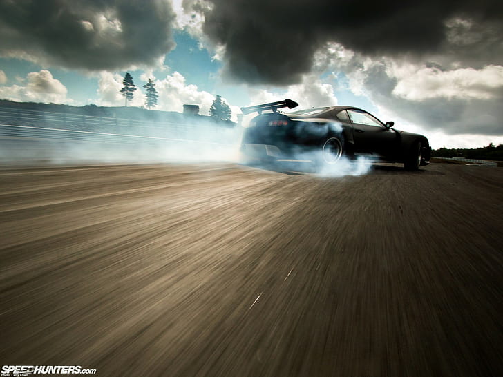 Motion Blur Toyota Supra Drift Smoke HD, cars, HD wallpaper