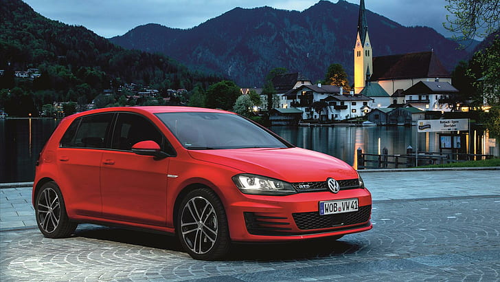 2014 Volkswagen Golf GTD, red volkswagen 5 door hatchback, cars, HD wallpaper