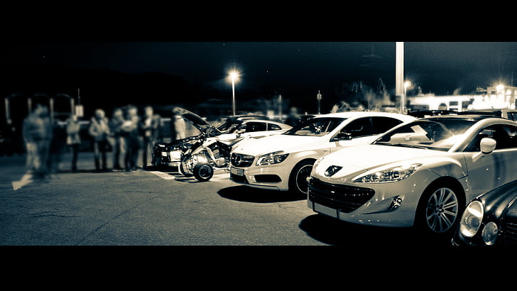 three white cars, racing, vehicle, tuning, sports car, Fast and Furious