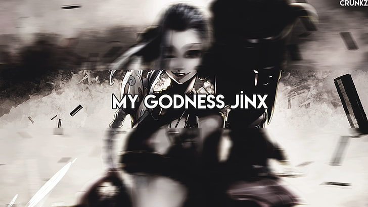 Jinx (League of Legends), cat girl, video games, typography, HD wallpaper