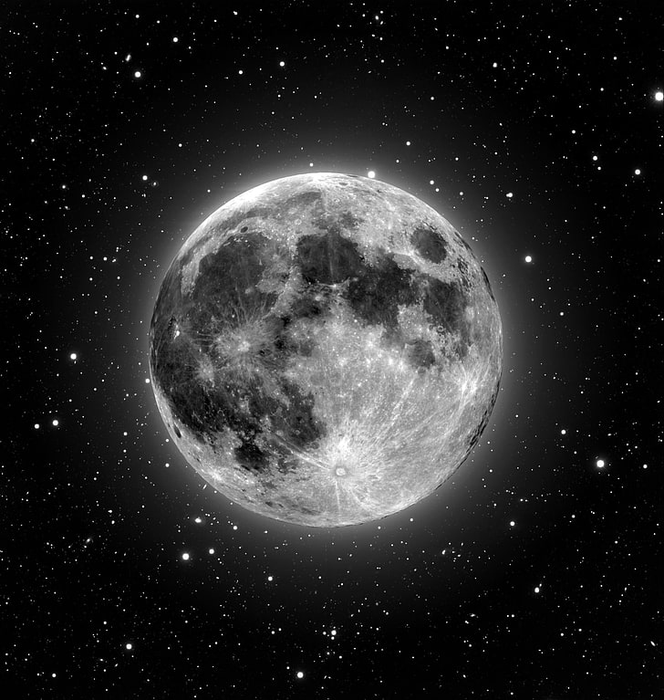 black and gray moon, sky, space, astronomy, night, star - space, HD wallpaper