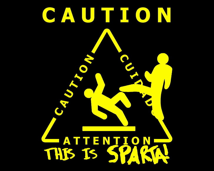 black background with text overlay, Movie, 300, Caution, Sparta
