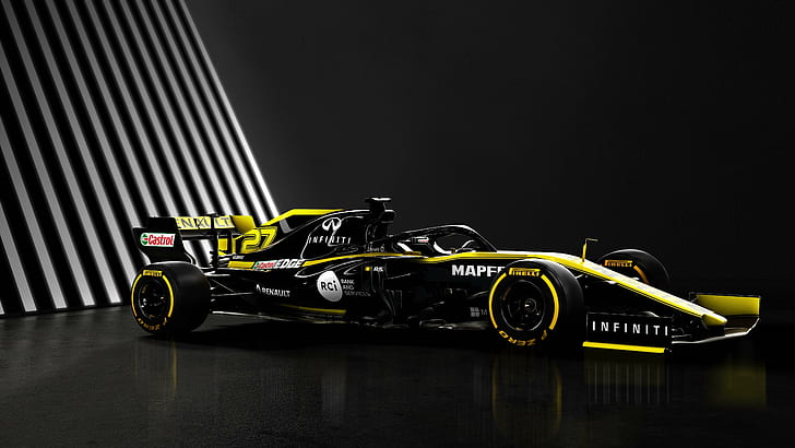 renault r.s.19, Formula 1, 2019, car, yellow, STR14, Ferrari, HD wallpaper