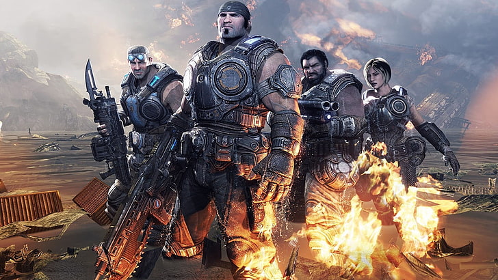 video game 3D poster, Gears of War, Gears of War 3, video games, HD wallpaper