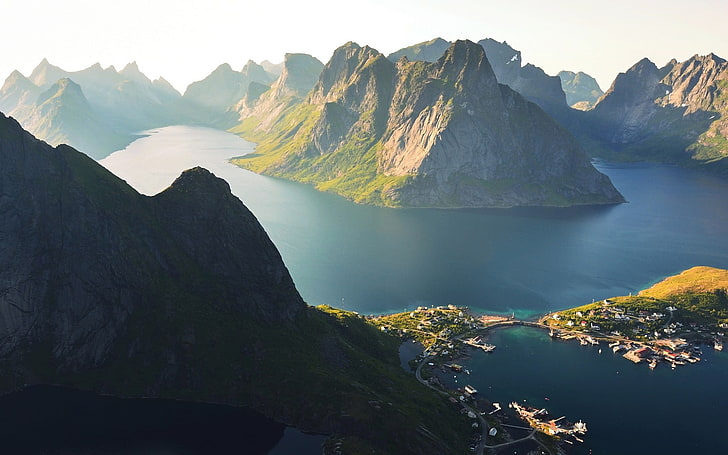 nature, landscape, Reine, Lofoten Islands, Norway, morning, HD wallpaper