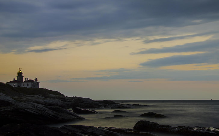 sea, water, photography, landscape, nature, coast, rock, lighthouse, HD wallpaper