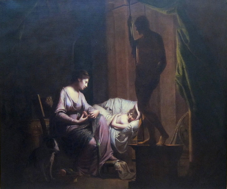 Joseph Wright, classic art, sitting, full length, adult, women