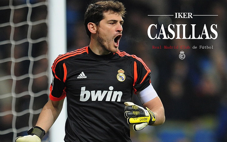 Real Madrid star Iker Casillas HD Wallpaper 01, text, one person
