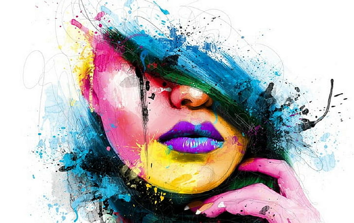 HD wallpaper: Beautiful Abstract Face, painting, woman, girl, digital, nice  | Wallpaper Flare