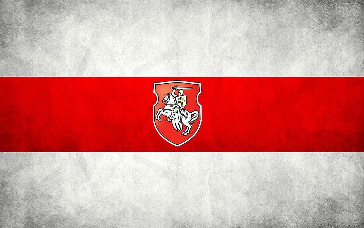 white and red flag, flags, Pahonia, Belarus, symbol, patriotism